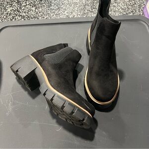 Soda Black Chunky Heel Booties